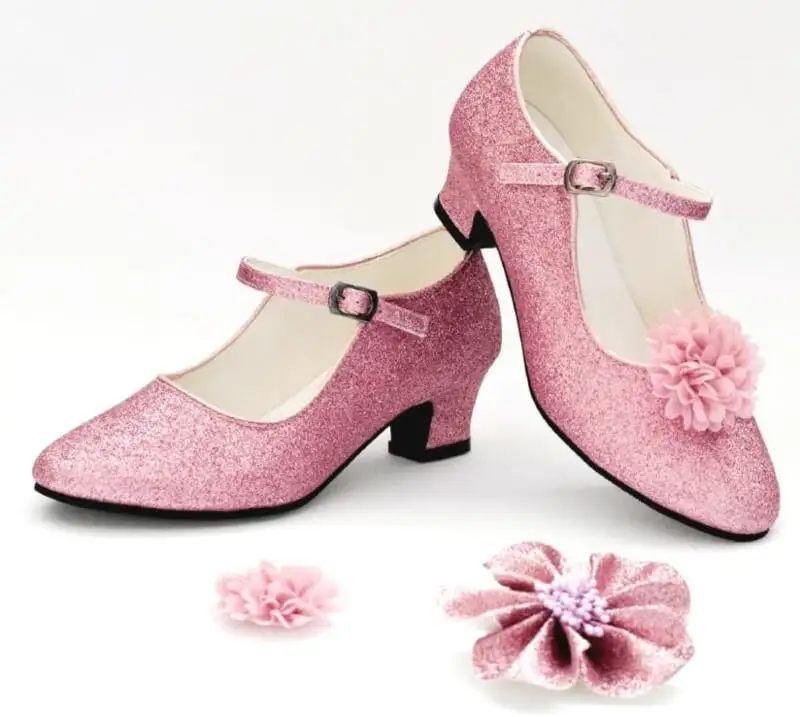 Prinsessen Schoenen Lichtroze Glitter + Kadootje - Afbeelding 2