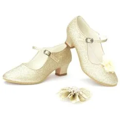Prinsessen Schoenen Goud Glitter Champagne + Kadootje